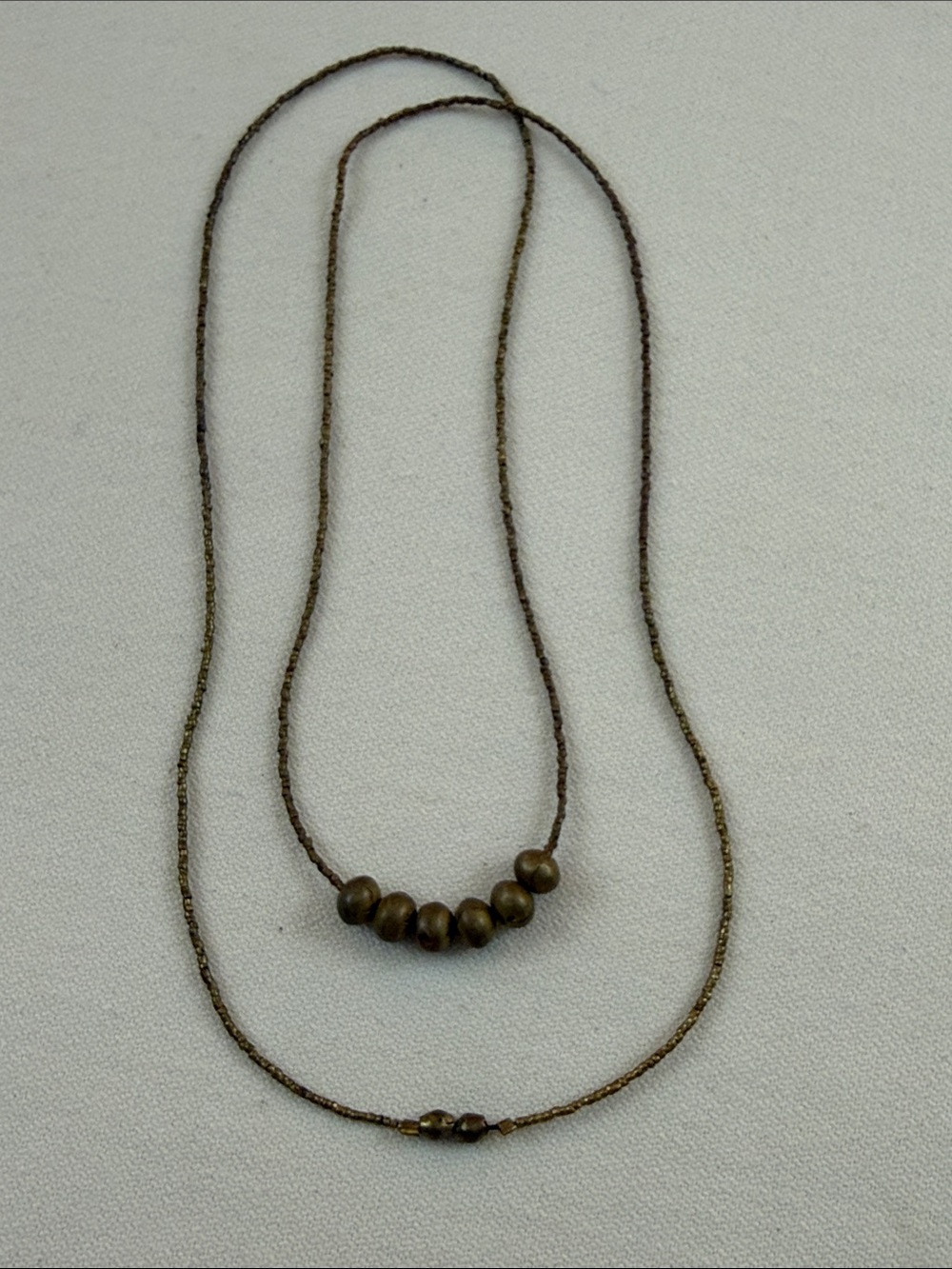 Vintage Ethiopian handmade brass seed bead Layered Necklace